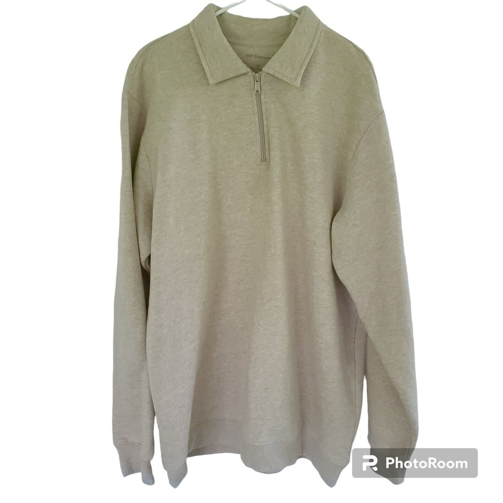 Croft & Barrow Men Sweatshirt Size LT Large Tall Tan 1/4 Zip Long Sleeve
